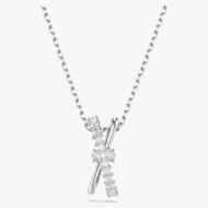 Swarovski Hyperbola Rhodium Plated Mixed Cuts Two Row Necklace 5689723