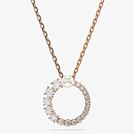 Swarovski Matrix Rose Gold Tone Plated Crystal Pearl Circle Necklace 5692265