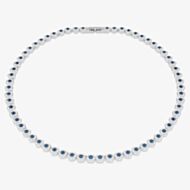 Swarovski Una Angelic Rhodium Plated Blue & White Crystal Tennis Necklace 5733402