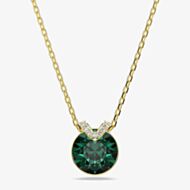 Swarovski Bella Gold Tone Plated Round Green Crystal Pendant Necklace 5735387