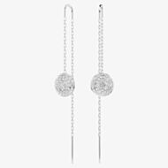 Swarovski Meteora Rhodium Plated Crystal Disc Chain Dropper Earrings 5683448