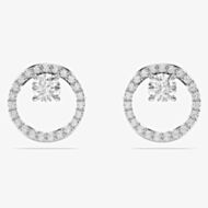 Swarovski Constella Rhodium Tone Plated Circle Stud Earrings 5692262