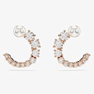 Swarovski Matrix Rose Gold Tone Plated Crystal Pearl Half Hoop Earrings 5692264