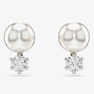 Swarovski Matrix Rhodium Plated Crystal Pearl Stud Earrings 5694225
