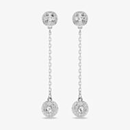 Swarovski Una Rhodium Plated Round White Crystal Drop Earrings 5732273