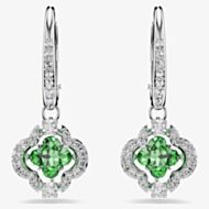 Swarovski Una Angelic Rhodium Plated Green Clover Drop Earrings 5758001