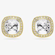 Swarovski Una Angelic 18ct Yellow Gold Cushion Cut Halo Stud Earrings 5764762