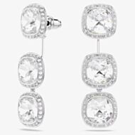 Swarovski Una Angelic Rhodium Plated Cushion Cut Halo Stud Earrings 5754342