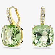 Swarovski Millenia 18ct Yellow Gold Plated Cushion Cut Green Drop Earrings 5764822