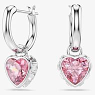 Swarovski Chroma Rhodium Plated Pink Heart Drop Earrings 5757814