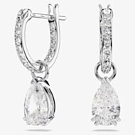 Swarovski Stilla Rhodium Plated Pear Cut Drop Earrings 5636716