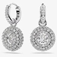 Swarovski Sublima Rhodium Plated Round Cut Cluster Drop Earrings 5738193