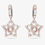 Swarovski Stella Rose Gold Tone Plated Crystal Star Dropper Earrings 5617769