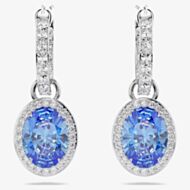 Swarovski Constella Blue Oval Cut Rhodium Plated Earrings 5671817