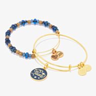 ALEX AND ANI Peacy Navy Art Infusion Set of 2 Charm Bangles A16HS03SG
