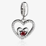 Rosa Lea January Birthstone Heart Dangle Charm AM-2THB004204-Dark Red