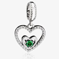 Rosa Lea May Birthstone Heart Dangle Charm AM-2THB004204-Green