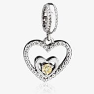 Rosa Lea August Birthstone Heart Dangle Charm AM-2THB004204-Light Yellow