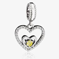 Rosa Lea November Birthstone Heart Dangle Charm AM-2THB004204-Yellow