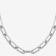 BOSS Halia Silver Tone Crystal Paper Link Chain 1580578