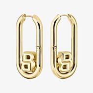 BOSS Double B Swing Gold Tone Oval Hoop Earrings 1580629