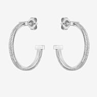 BOSS Zia Silver Tone Snake Chain Pattern Hoop Earrings 1580482