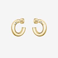 BOSS Gold Tone Crystal Logo Hoop Earrings 1580690