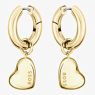 BOSS Honey Love Gold Tone Heart Dangle Hoop Earrings 1580641