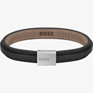 BOSS Grover Black leather Bracelet 1580328M