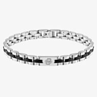 BOSS Archer Two Tone Black Enamel & Stainless Steel Link Bracelet 1580890