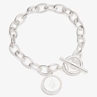 Lauren Ralph Lauren Silver Logo Shield Charm T-Bar Bracelet 14B00203