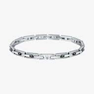 Maserati Silver Rectangle Link Black Crystal Bracelet JM422ATJ10