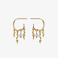 Maanesten Bayou Gold Plated Blue Opal Hoop Dropper Earrings 9664A
