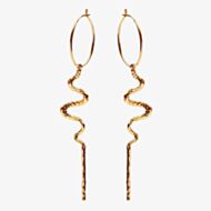 Maanesten Mia Creol Gold Plated Wavy Hoop Dropper Earrings 9372A