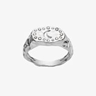 Maanesten Demi Silver Moon Hammered Oval Signet Ring 4808C