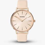 Sekonda Ladies Rose Gold Tone Pink Leather Strap Watch 40470