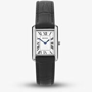 Sekonda Ladies Classic Colette Silver Rectangular Dial Black Leather Strap Watch 40744