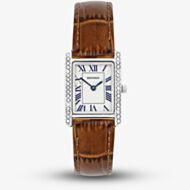 Sekonda Ladies Classic Colette White Rectangular Dial Brown Leather Strap Watch 40736