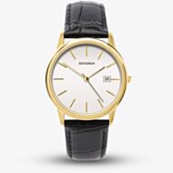 Sekonda Mens Gold Tone Black Leather Strap Watch 1718