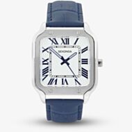 Sekonda Mens Classic Rene White Dial Blue Leather Strap Watch 30286
