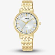 Lorus Ladies Traditional Gold Tone & Silver Sunray Dial Watch RG220XX9