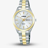 Lorus Ladies Two Tone Silver Dial Day Date Watch RN802AX9
