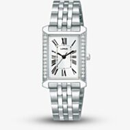 Lorus Ladies Rectangular White Dial Bracelet Watch RG233YX9