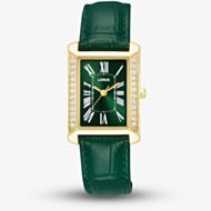 Lorus Ladies Rectangular Green Dial Leather Strap Watch RG242YX9