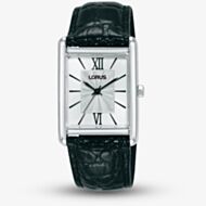 Lorus Ladies White Rectangle Dial Leather Strap Watch RH837CX9