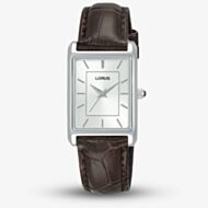 Lorus Ladies Classic White Rectangular Dial Leather Strap Watch RG289VX9