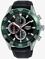 Lorus Sports Black Leather Strap Watch RM347FX9