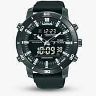 Lorus Black Dual Display Rubber Watch RW661AX9