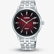 Lorus Mens Curve Red Dial Date Watch RS907EX9