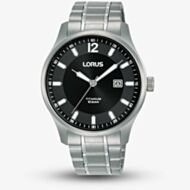 Lorus Mens Sports Black Dial Bracelet Watch RH995QX9